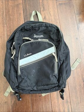 L.L. Bean Black Backpack with Tan Accents
